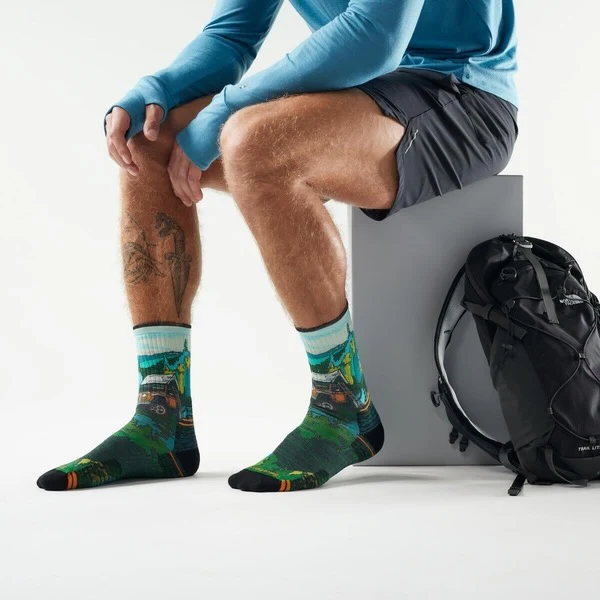 Hike Targeted Cushion Trail Trekker Print Crew Socks SW003032 - Image 2