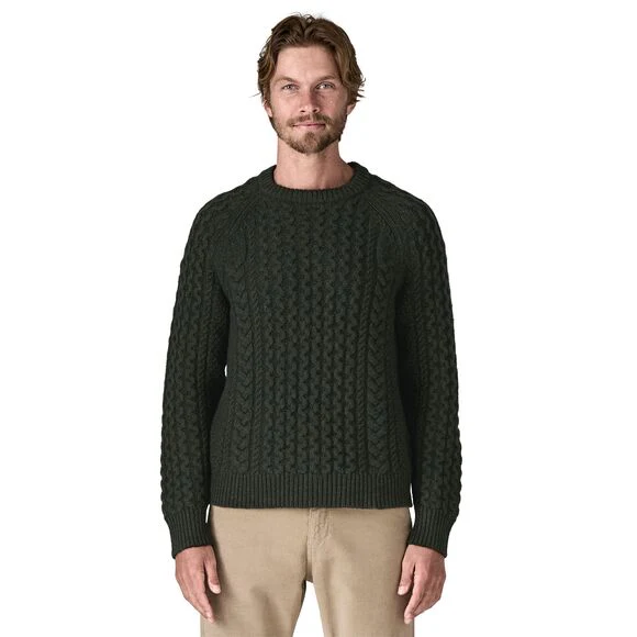 Recycled Wool-Blend Cable Knit Crewneck Sweater 51085 - Image 3